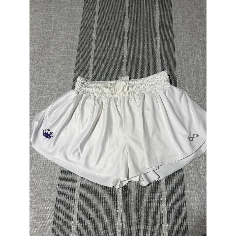 Nfinity White Cheer Shorts Double Layer Athletic Skort Womens 2XS Crown Logo